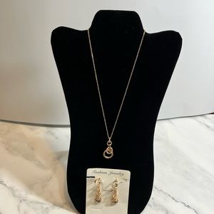 Fashion Jewelry Necklace and Earring Set W/ Rhinestones NEW